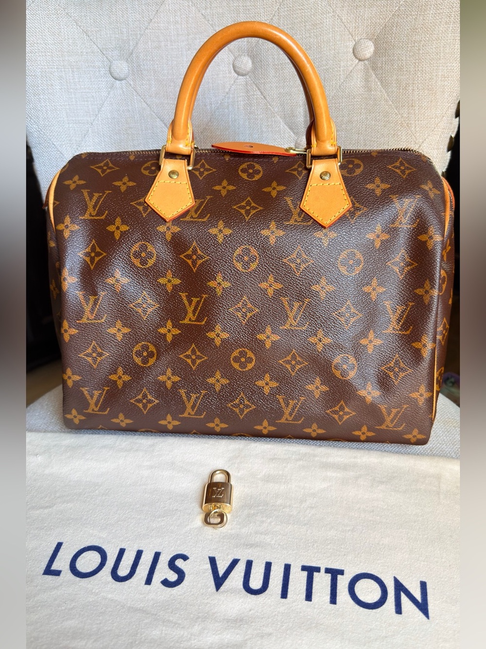 Louis Vuitton Speedy 30 Monogram Vintage Satchel Tote Bag TH1917 Lock Key Dusty - Picture 1 of 15